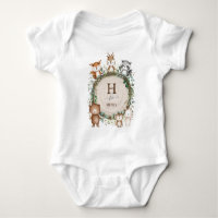 Rustic Leaves Cute Woodland Animal Custom Monogram