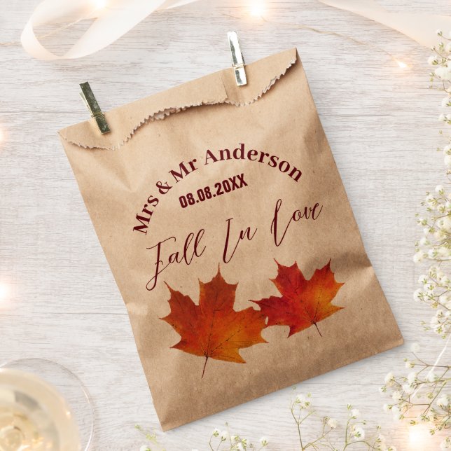 Rustic Leaves Fall in Love Autumn Wedding Favour Bag (Clipped)