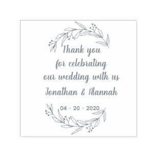 Rustic Leaves Hand-Drawn Thank You Self-inking Stamp