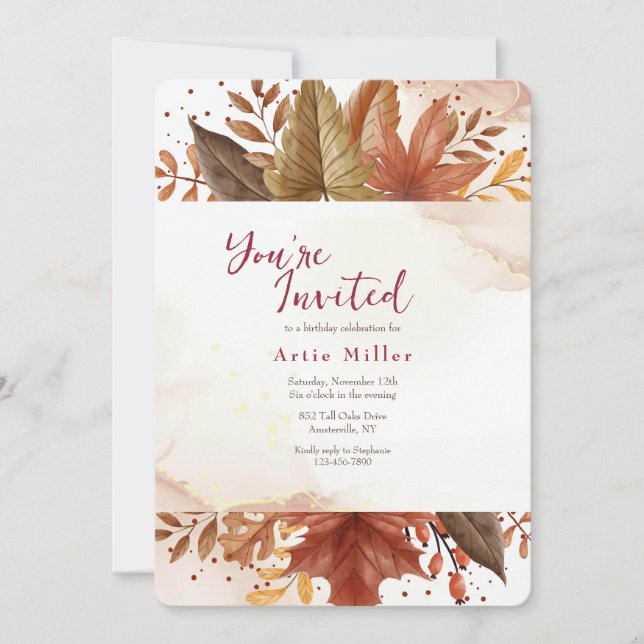 Rustic Leaves Invitation (Front)