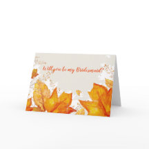 Rustic Leaves Wedding Bridesmaid Invitation