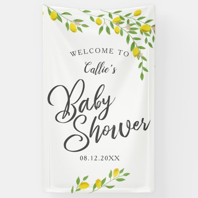 Rustic Lemon Baby Shower Welcome Banner (Vertical)