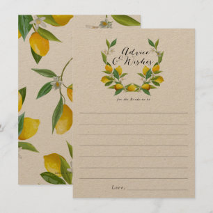Rustic Lemon Bridal Shower advice and wishes cards