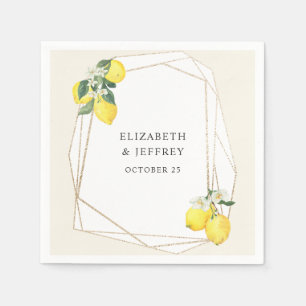Rustic Lemon Citrus Boho Summer Wedding Napkin