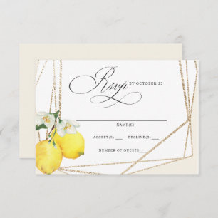 Rustic Lemon Citrus Boho Summer Wedding RSVP Card
