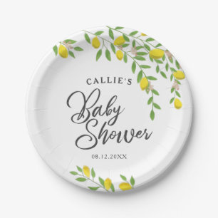 Rustic Lemon Gender Neutral Baby Shower Paper Plate