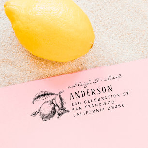 Rustic Lemon Illustration Names & Return Address Self-inking Stamp