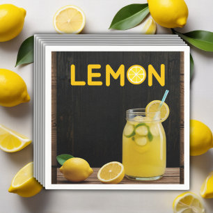 Rustic Lemon Lemonade Baby Shower Napkin