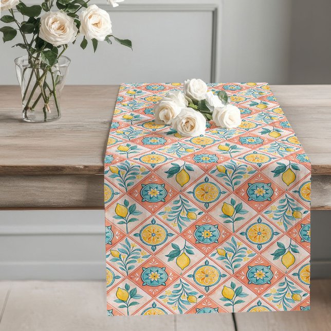 Rustic Lemon Mediterranean-Inspired Ornate Pattern Long Table Runner (Rustic Lemon Mediterranean-Inspired Ornate Pattern Long Table Runner)