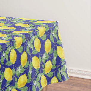 Rustic Lemon Pattern blue Kitchen Tablecloth