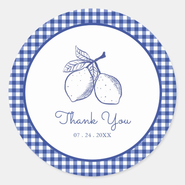Rustic Lemon Thank You  Classic Round Sticker (Front)