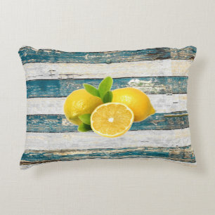 Rustic Lemons (Blue) Accent Pillow