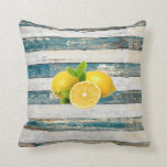 Rustic Lemons (Blue) Throw Pillow<br><div class="desc">Rustic Lemons (Blue)</div>