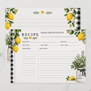 Rustic Lemons Buffalo Check Recipe Cards