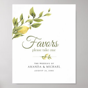 Rustic Lemons Greenery White  Wedding Favour Sign