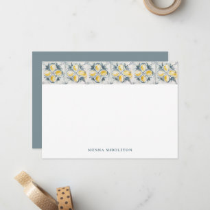 Rustic Lemons Mediterranean Tiles Personalized Card
