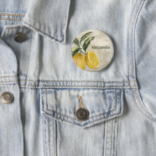 Rustic Lemons Nametag Button for Parties & Shower