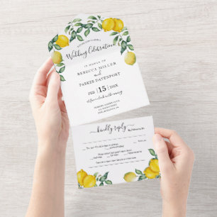 Rustic Lemons Wedding invitation all in one