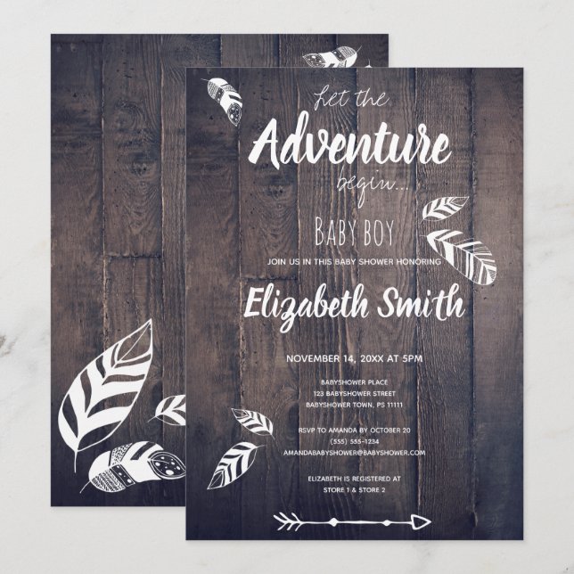 Rustic Let the adventure begin.. Invitation (Front/Back)