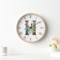 Rustic Letter H Wood Frame Clock