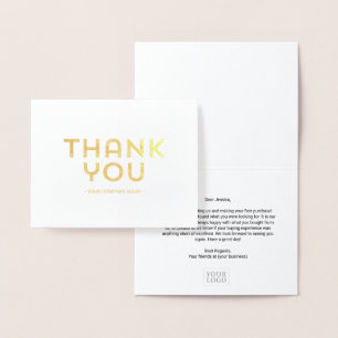 Rustic Lettering Business Thank you Gold Foil Card