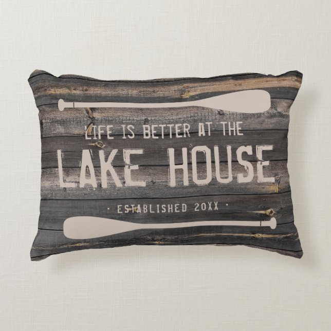 Rustic Life Is Better At The Lake House Paddles Accent Pillow (Front)