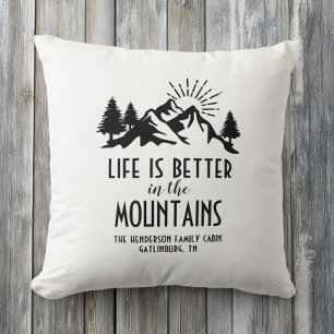 Rustic Life Is Better in the Mountains Custom Outdoor Pillow