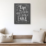 Rustic Life is Better on the Lake Chalkboard Canvas Print<br><div class="desc">This farmhouse style typography canvas wall art has a chalkboard art feel,  with its blackboard background and white text fonts. It's perfect for a lake home or anyone who loves being at the lake. Created by Simply Farmhouse Press.</div>