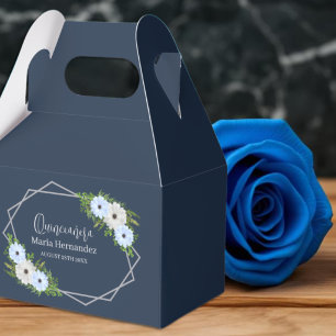Rustic Light Blue and White Floral Quinceañera Favor Box