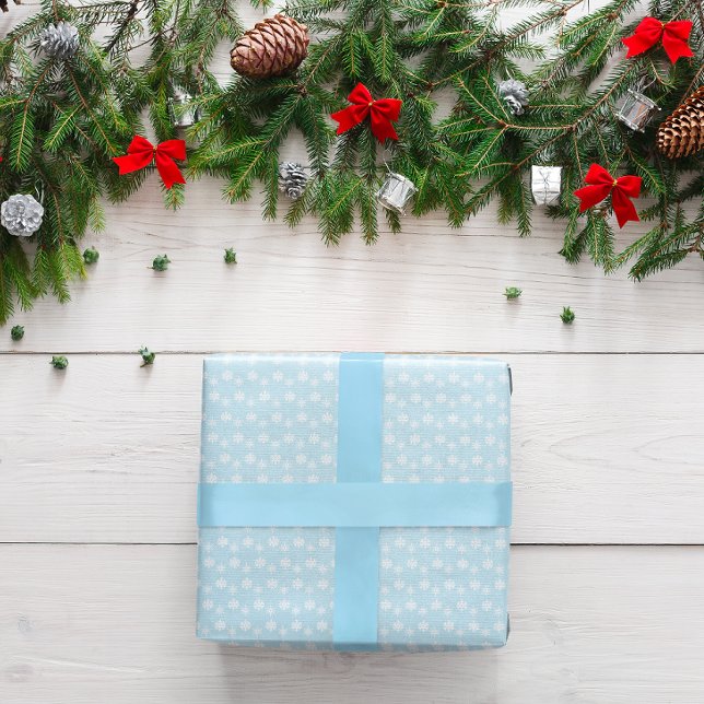 Rustic Light Blue and White Snowflakes Wrapping Paper (Creator Uploaded)