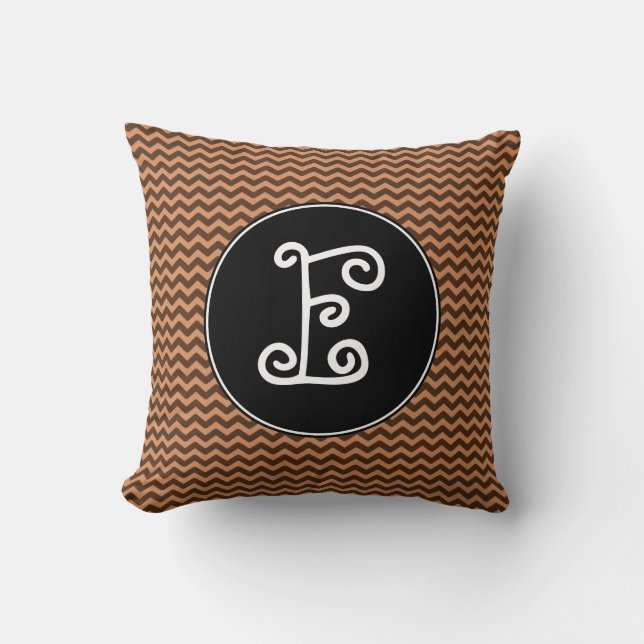 Rustic Light Brown & Dark Brown Wavy Pattern Throw Pillow (Front)