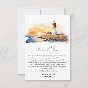Rustic Light House Sea Side Nautical Wedding  Thank You Card
