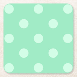 Rustic Light Mint Green Dots Classic Elegant Blank Square Paper Coaster