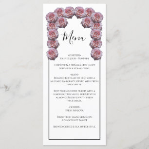 Rustic Light Pink Roses Wedding  Menu