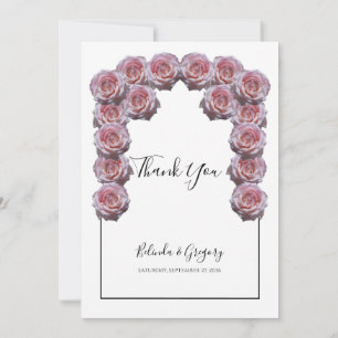 Rustic Light Pink Roses Wedding Thank You Card
