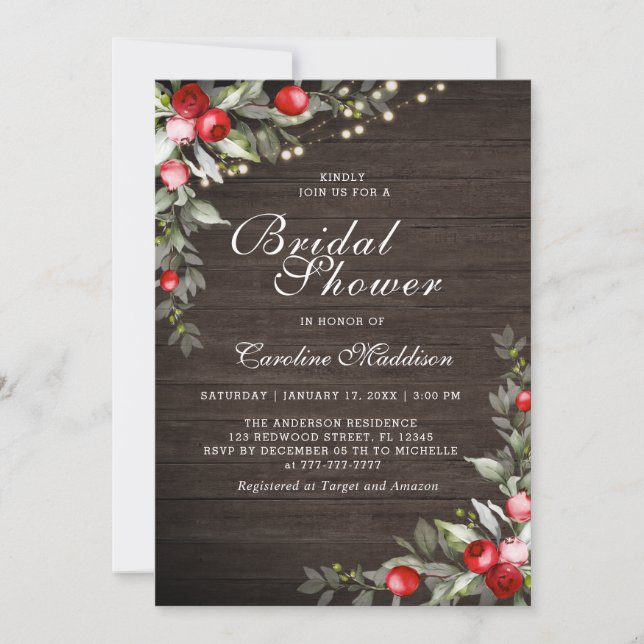 Rustic Light Winter Moody Bridal Show Invitation (Devant)