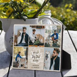 Rustic Light Wood Best Dog Dad Ever Photo Collage Plaque