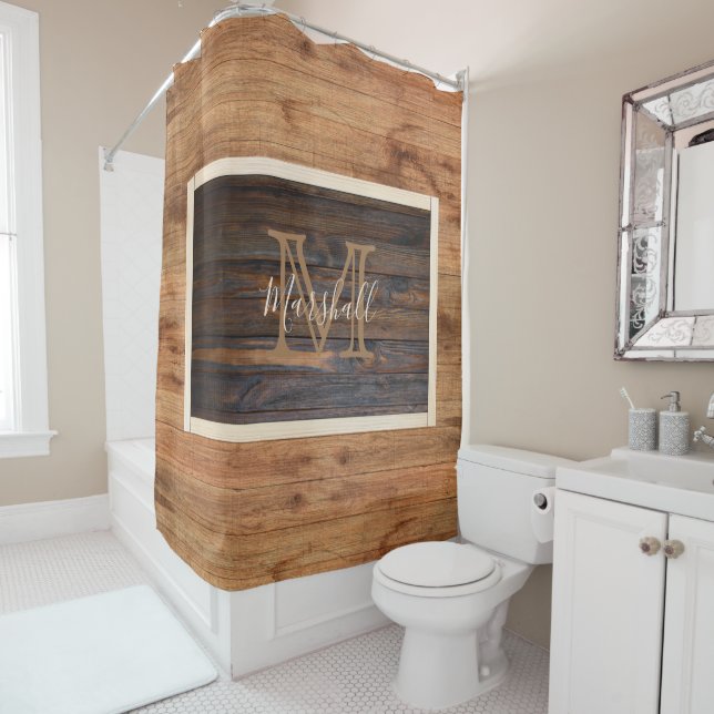 Rustic Light Wood Tone Monogram Rectangle (In Situ)