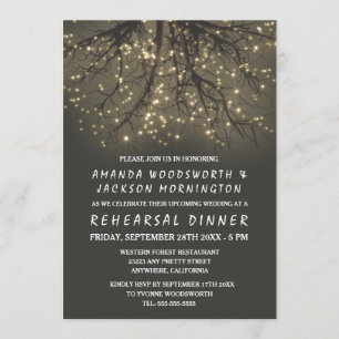 Rustic Lighted Tree Rehearsal Dinner Invitations