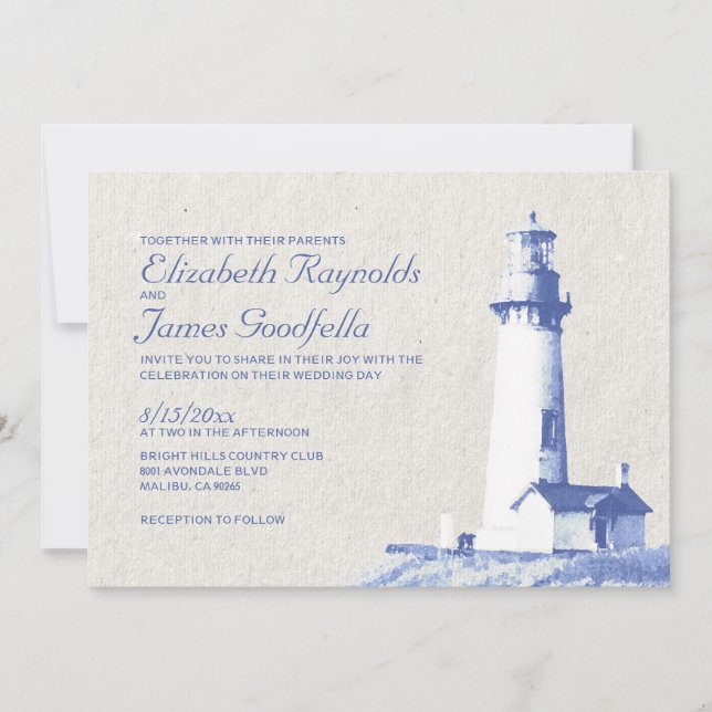 Rustic Lighthouse Wedding Invitations (Front)