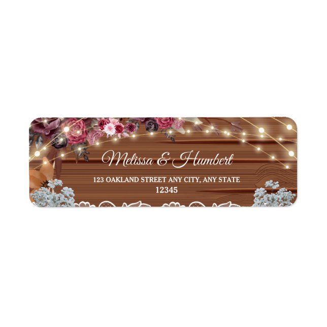 Rustic Lights Baby's Breath Mariage Adresse de ret (Devant)