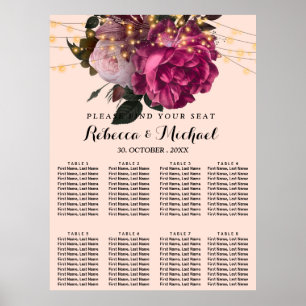 Rustic lights Burgundy floral  Poster