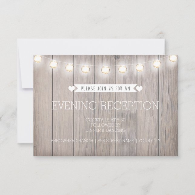 RUSTIC LIGHTS - CUSTOM EVENING RECEPTION CARD (Front)