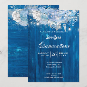 Rustic Lights Floral Quinceañera Invitation