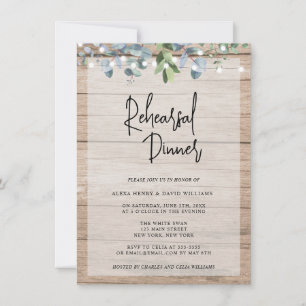 Rustic Lights Floral Rehearsal Dinner Invitation
