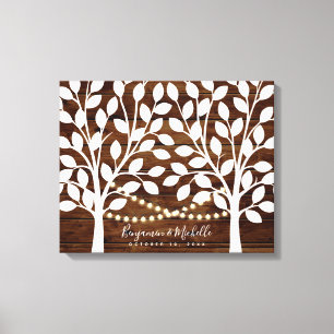 Rustic Lights Guest Book Canvas - 50 Signatures