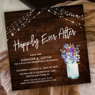 Rustic Lights Happily Ever After Wildflowers, Jar Invitation