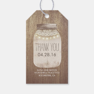 Rustic Lights Mason Jar Lace Wood Gift Tags
