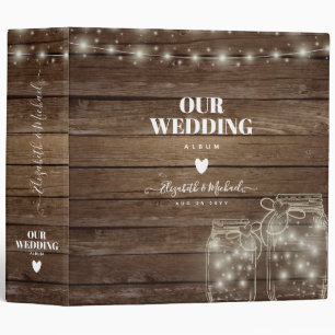 Rustic Lights Mason Jar Wedding Album Binder