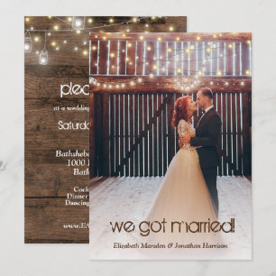 Rustic Lights Photo Wedding Announcement Reception